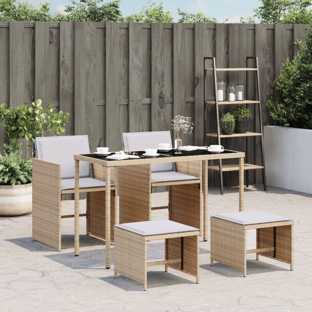 vidaXL Set mobilier pentru grădină, 5 piese, cu perne, bej, poliratan