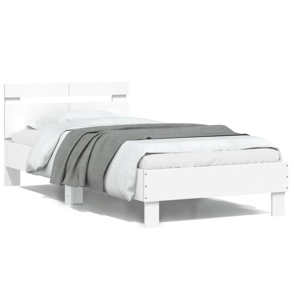 vidaXL Rám postele s čelem bílý 100 x 200 cm kompozitní dřevo