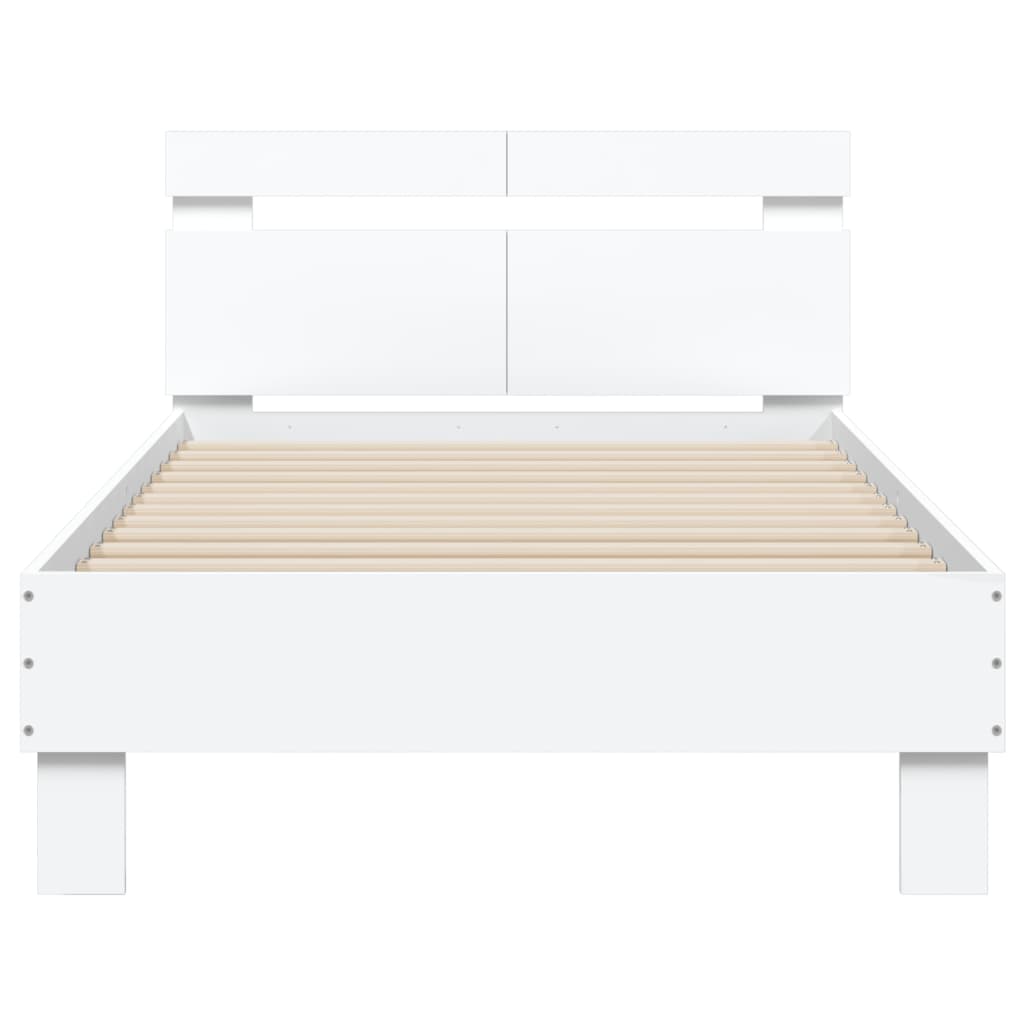 vidaXL Bedframe met hoofdbord bewerkt hout wit 100x200 cm, foto 4