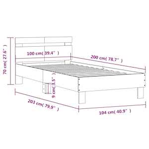 Rám postele s čelem kouřový dub 100 x 200 cm kompozitní dřevo - obrázek 10