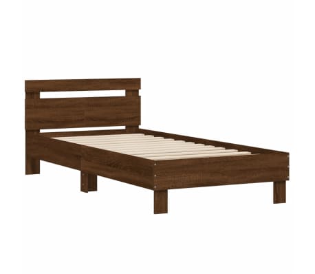 vidaXL Bettgestell ohne Matratze mit Kopfteil Braun Eiche 100x200 cm