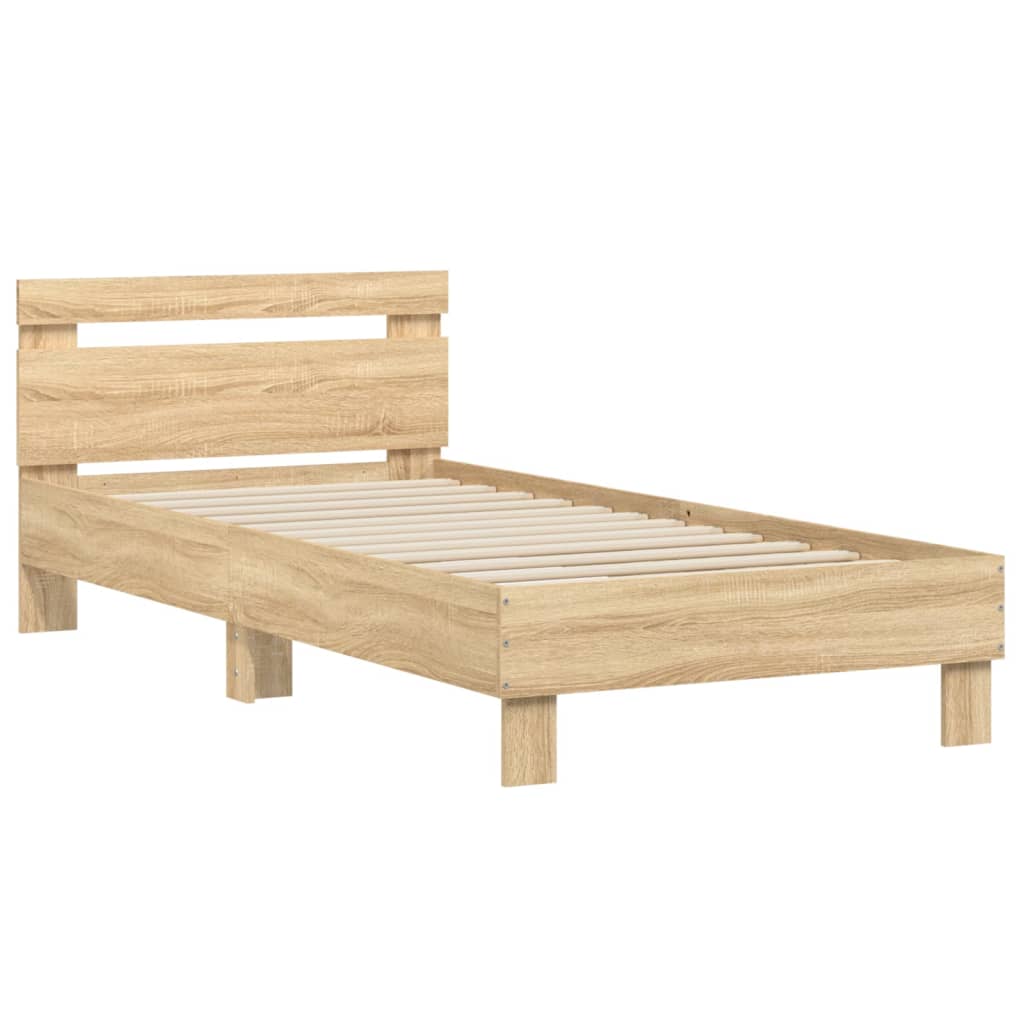 vidaXL Bedframe met hoofdbord zonder matras sonoma eiken 90x190 cm afbeelding