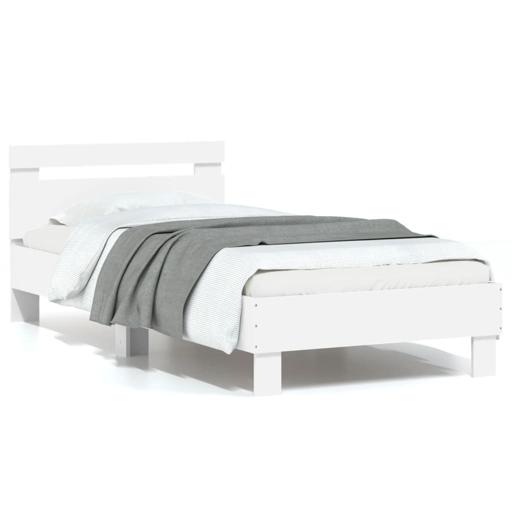 vidaXL Bedframe met hoofdbord bewerkt hout wit 75x190 cm, foto 3