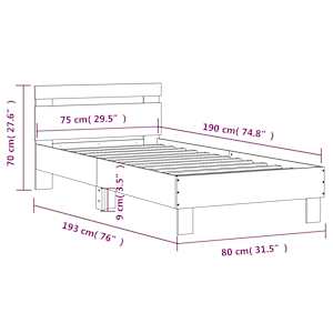 Rám postele s čelem bílý 75 x 190 cm kompozitní dřevo - obrázek 10