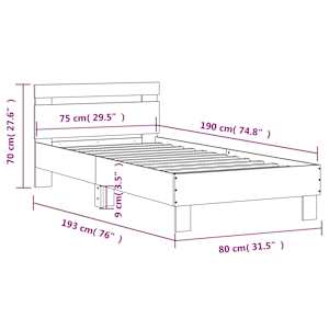 Rám postele s čelem černý 75 x 190 cm kompozitní dřevo - obrázek 10