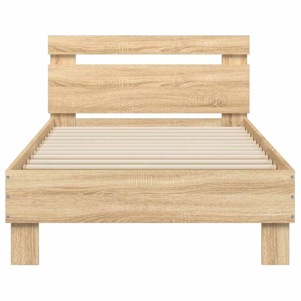vidaXL Bedframe met hoofdbord zonder matras sonoma eiken 75x190 cm, foto 4