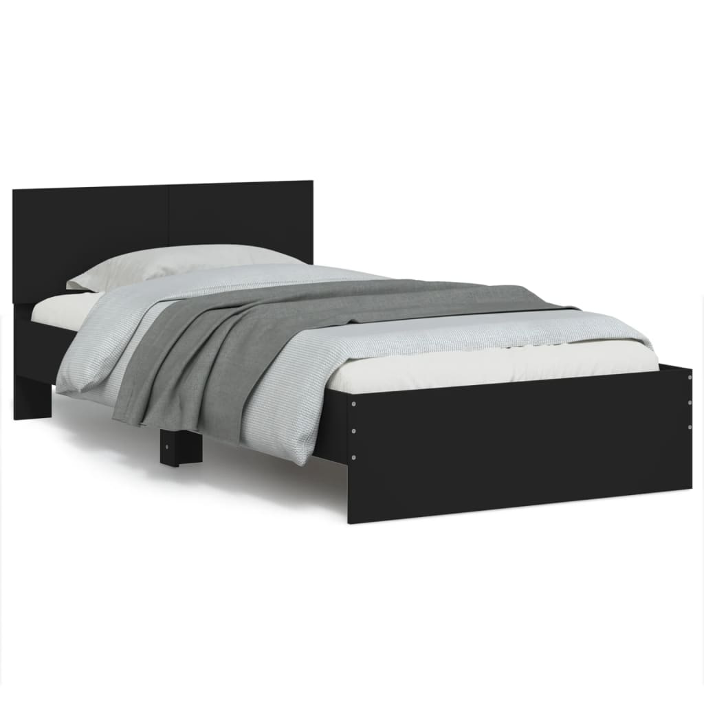 vidaXL Cadru de pat cu tăblie, negru, 100x200 cm, lemn prelucrat