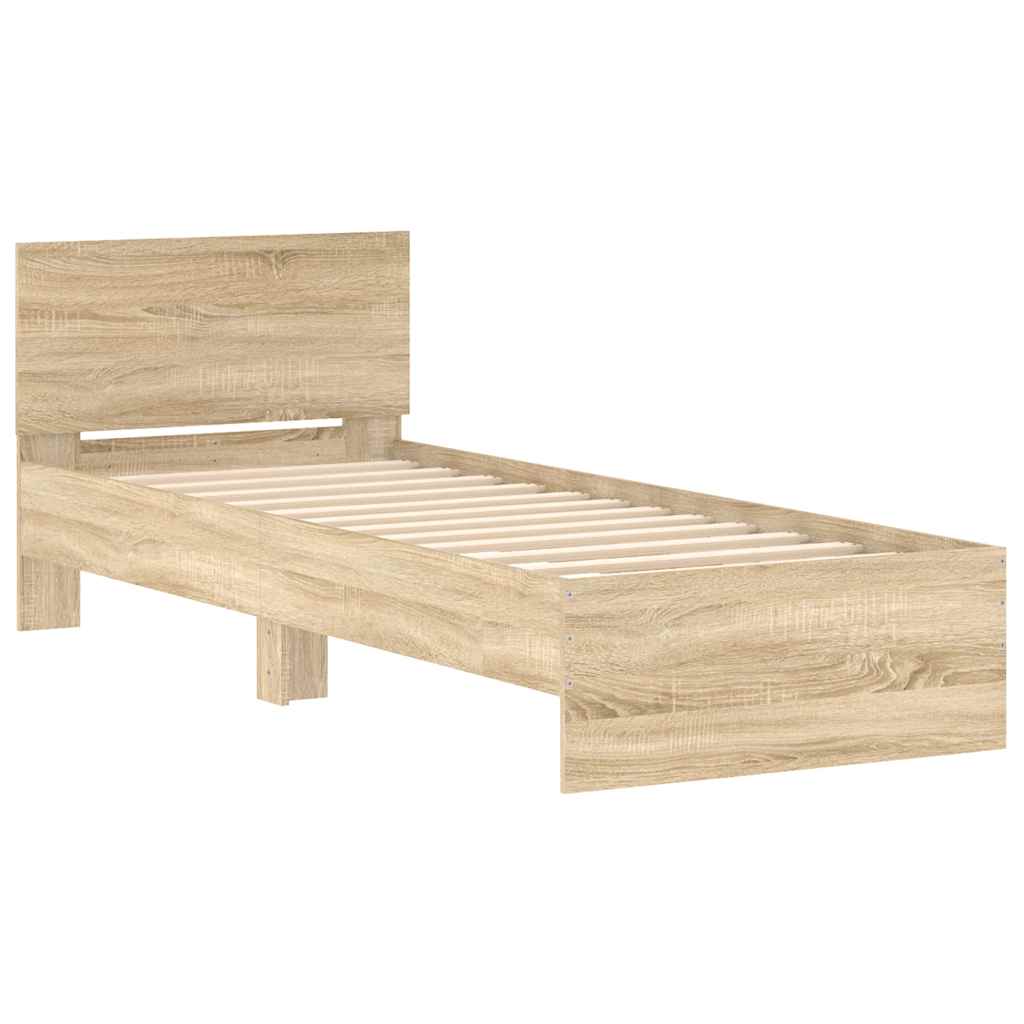 vidaXL Bedframe met hoofdbord zonder matras sonoma eiken 75x190 cm afbeelding