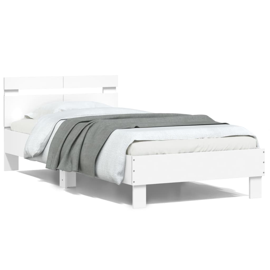 vidaXL Cadre de lit avec tête de lit et lumières LED blanc 100x200 cm