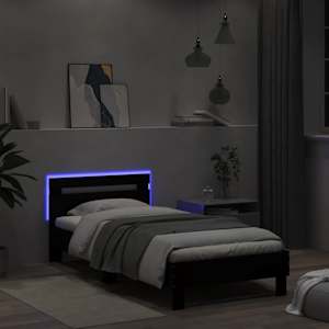 Rám postele s čelem a LED osvětlením černý 100 x 200 cm - obrázek 4