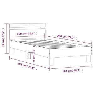 Rám postele s čelem a LED osvětlením betonově šedý 100 x 200 cm - obrázek 15