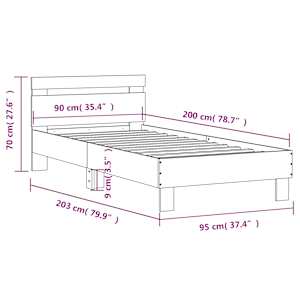 Rám postele s čelem a LED osvětlením šedý sonoma 90 x 200 cm - obrázek 15