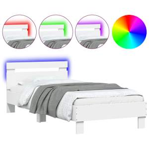 Rám postele s čelem a LED osvětlením bílý 90 x 190 cm - obrázek 2