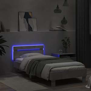 Rám postele s čelem a LED osvětlením betonově šedý 90 x 190 cm - obrázek 5