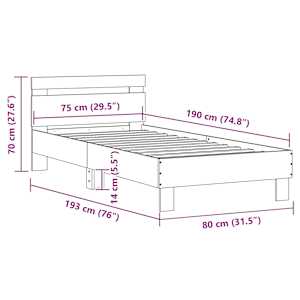 Rám postele s čelem a LED osvětlením bílý 75 x 190 cm - obrázek 15