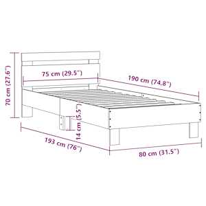 Rám postele s čelem a LED osvětlením černý 75 x 190 cm - obrázek 15