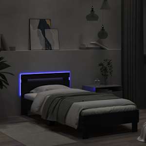 Rám postele s čelem a LED osvětlením černý 75 x 190 cm - obrázek 5