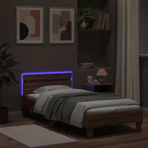 Rám postele s čelem a LED osvětlením hnědý dub 75 x 190 cm - obrázek 5