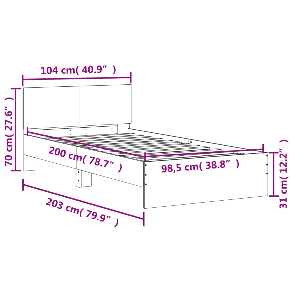 Rám postele s čelem a LED osvětlením bílý 100 x 200 cm - obrázek 15