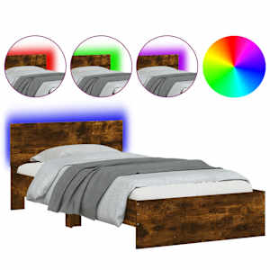 Rám postele s čelem a LED osvětlením kouřový dub 100 x 200 cm - obrázek 2