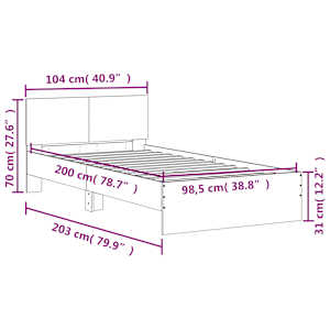 Rám postele s čelem a LED osvětlením kouřový dub 100 x 200 cm - obrázek 15