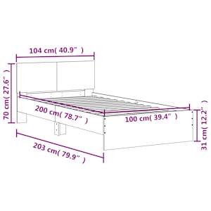 Rám postele s čelem a LED osvětlením šedý sonoma 100 x 200 cm - obrázek 15