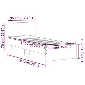 Rám postele s čelem a LED osvětlením bílý 90 x 190 cm - obrázek 15