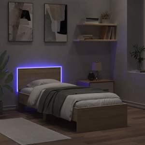 Rám postele s čelem a LED osvětlením dub sonoma 90 x 190 cm - obrázek 5