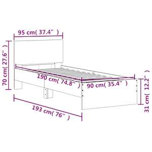 Rám postele s čelem a LED osvětlením šedý sonoma 90 x 190 cm - obrázek 15