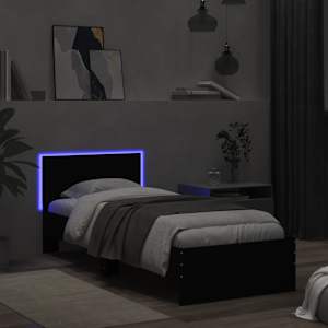 Rám postele s čelem a LED osvětlením černý 75 x 190 cm - obrázek 5