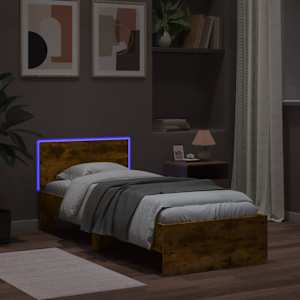 Rám postele s čelem a LED osvětlením kouřový dub 75 x 190 cm - obrázek 5