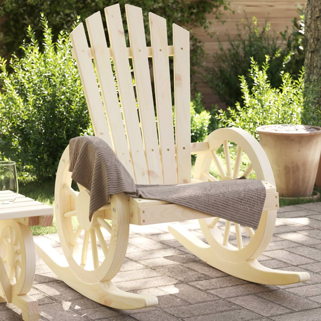 Rocking Adirondack Chair Chaise Lounge Seating Furniture Solid Wood Fir vidaXL v