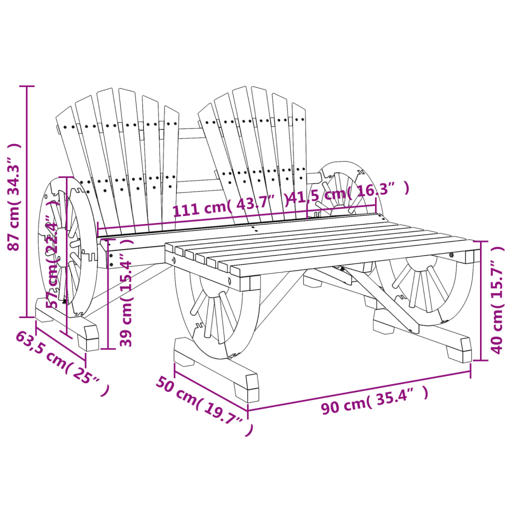 imagem de vidaXL 2 pcs conjunto lounge de jardim madeira de abeto maciça9