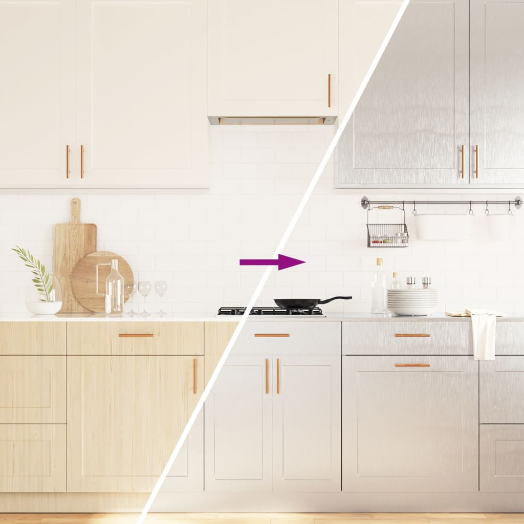 vidaXL Autocolant pentru mobilier, argintiu, 90x500 cm, PET