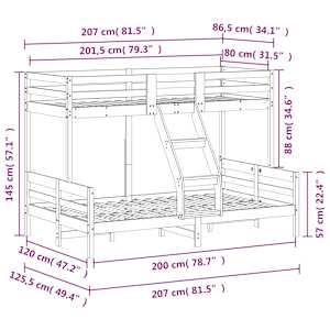 Patrová postel 80 x 200/120 x 200 cm masivní borové dřevo - obrázek 9