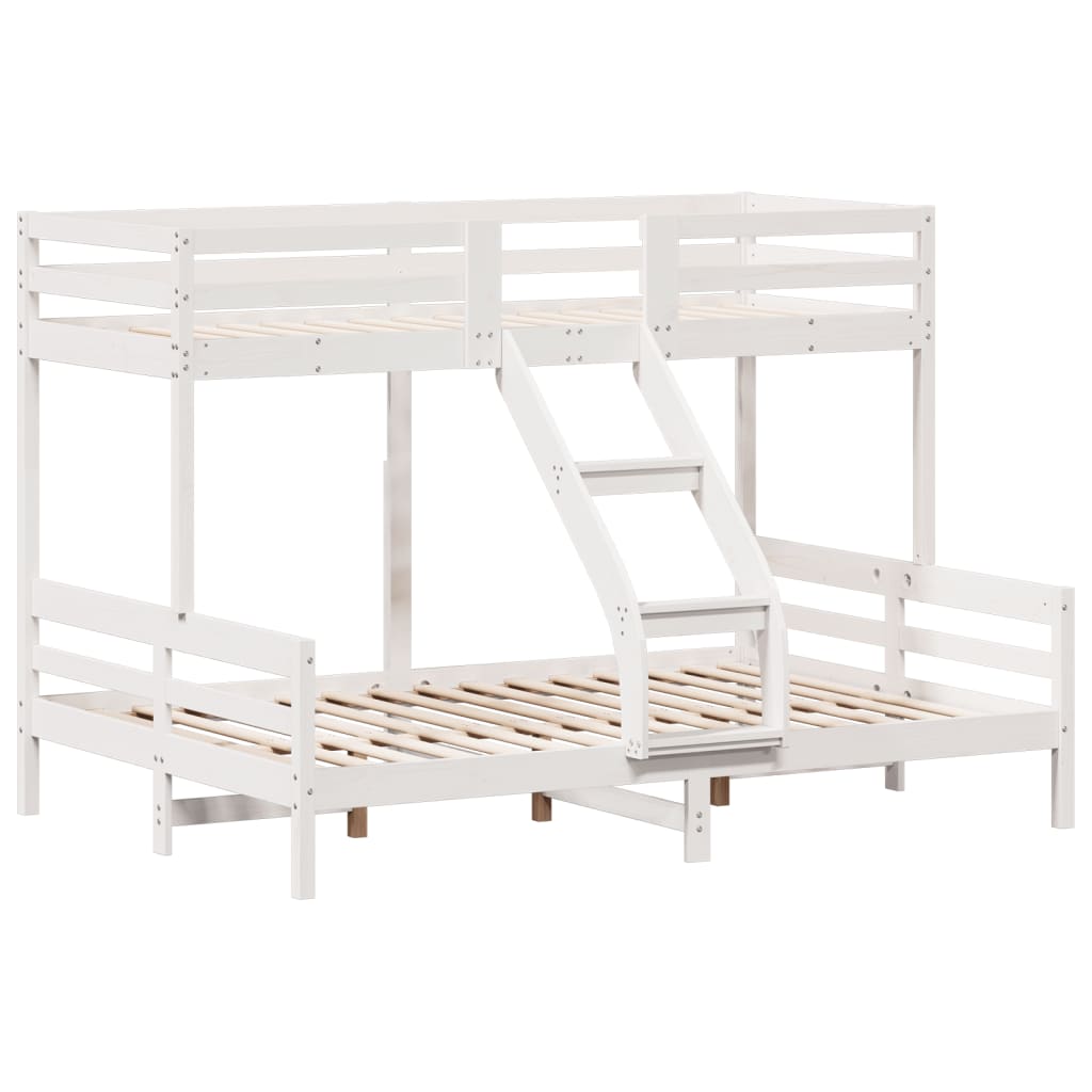 vidaXL Poschodová posteľ 90x200/140x200 cm biela masívna borovica