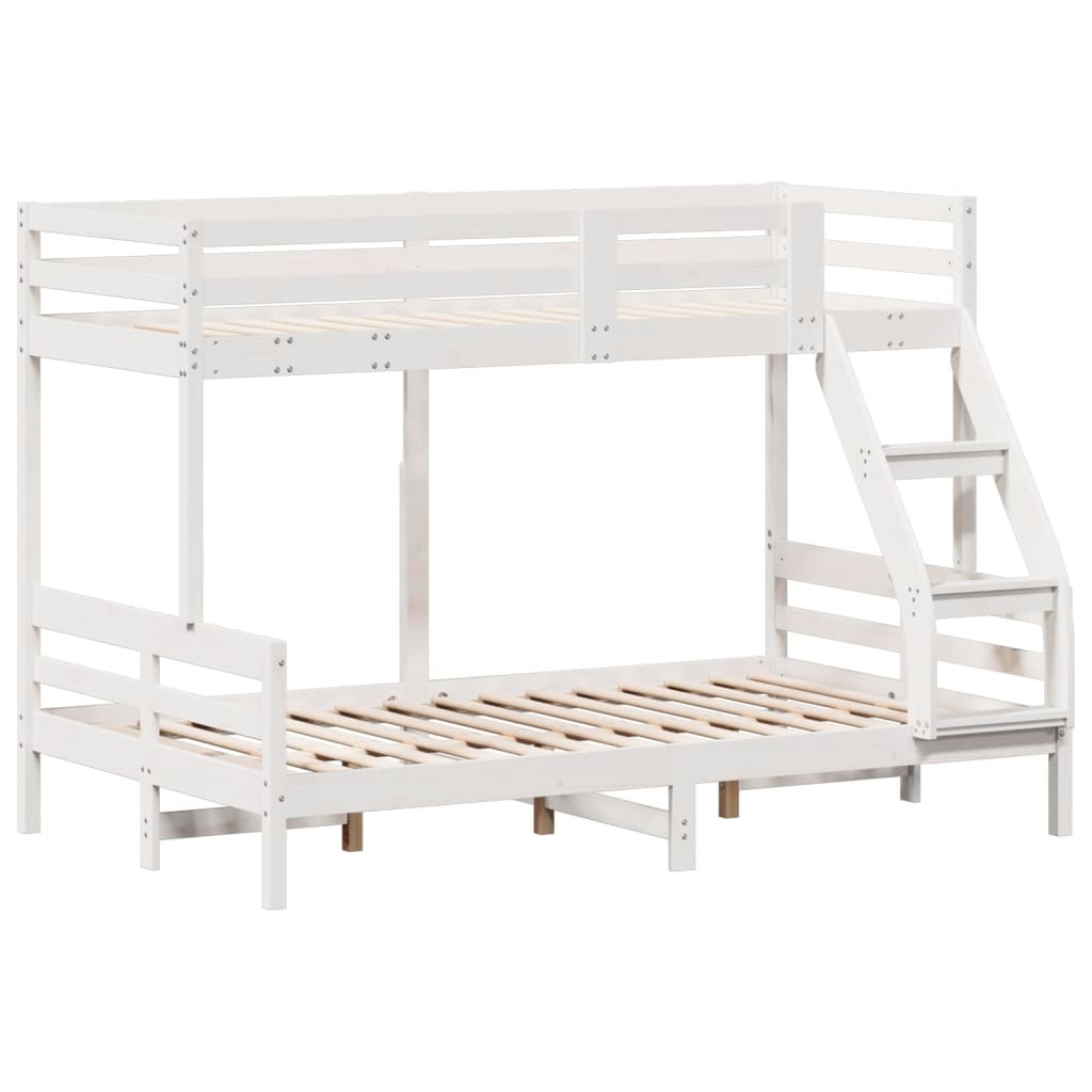 vidaXL Kerrossänky 90x200/120x200 cm valkoinen täysi mänty