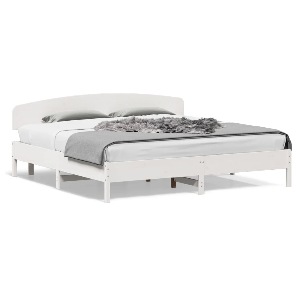 vidaXL Bedframe zonder matras massief grenenhout wit 200x200 cm, foto 3