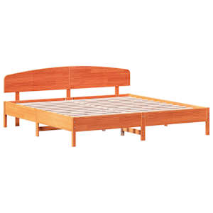 Postel bez matrace voskově hnědá 200 x 200 cm masivní borovice - obrázek 3