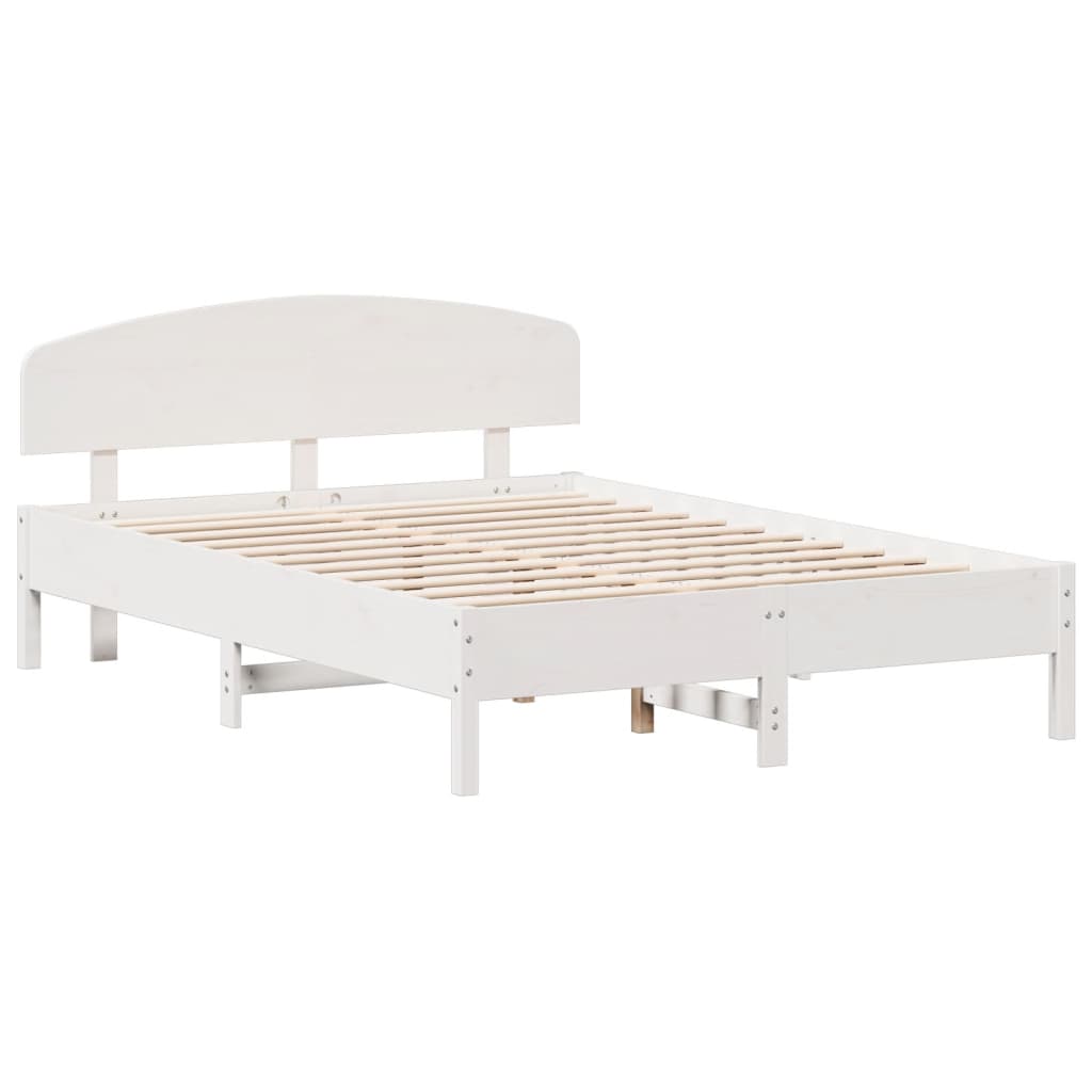 vidaXL Bedframe zonder matras massief grenenhout wit 150x200 cm afbeelding