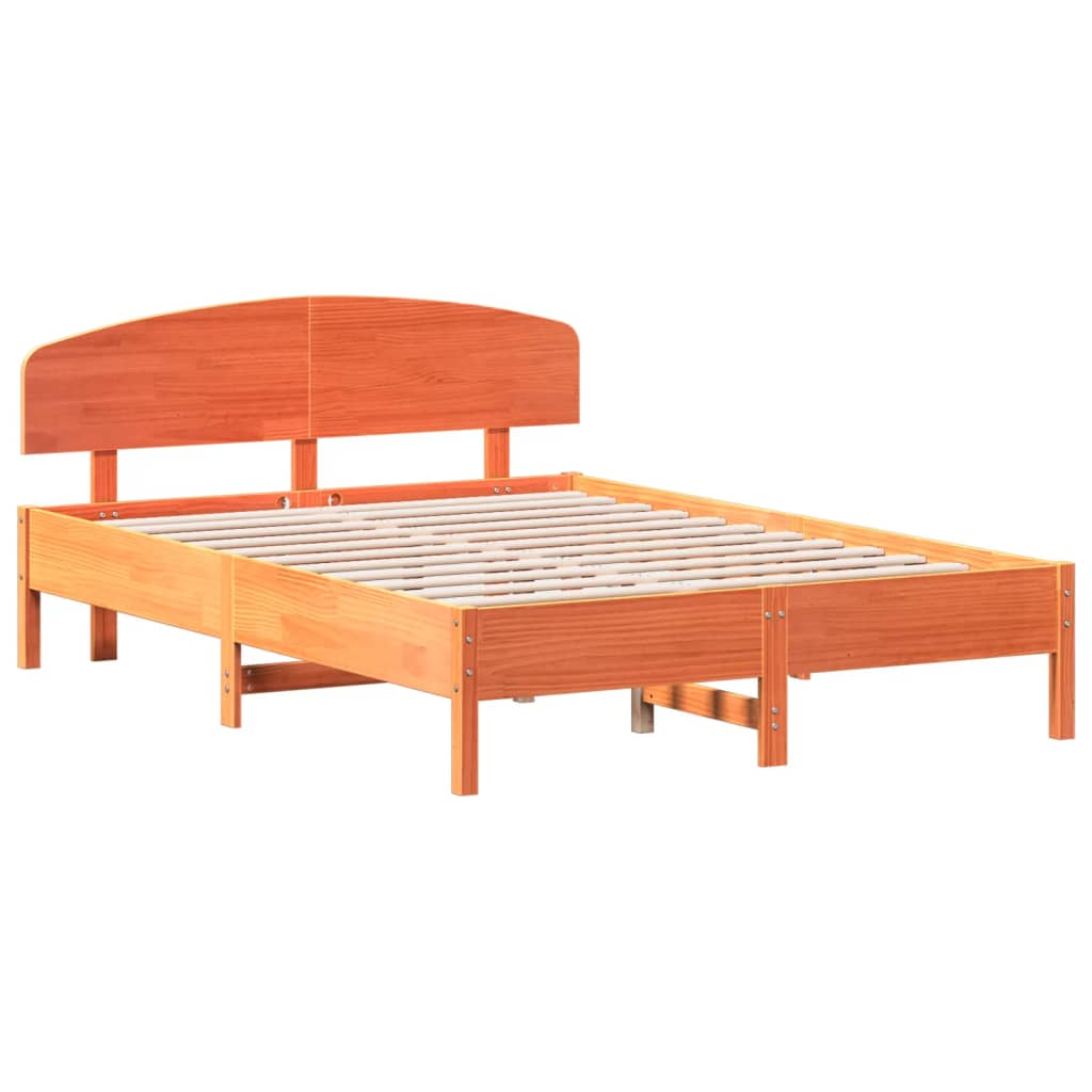 vidaXL Bedframe zonder matras massief grenenhout wasbruin 150x200 cm afbeelding