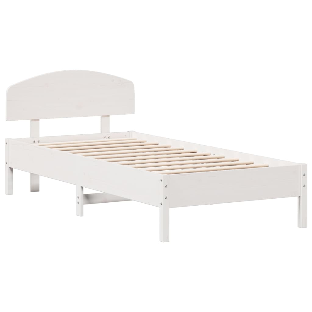 vidaXL Bedframe zonder matras massief grenenhout wit 140x200 cm afbeelding