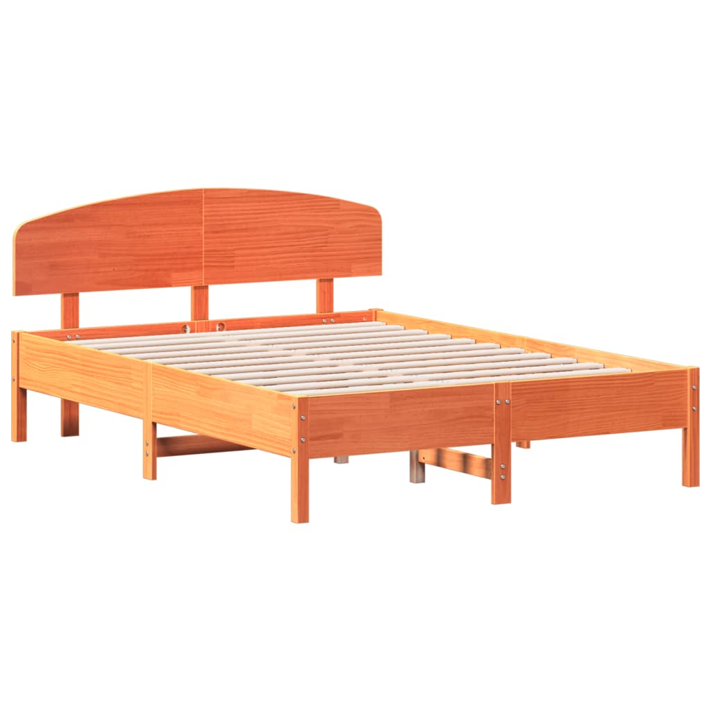 vidaXL Bed met matras massief grenenhout wasbruin 140x190 cm afbeelding