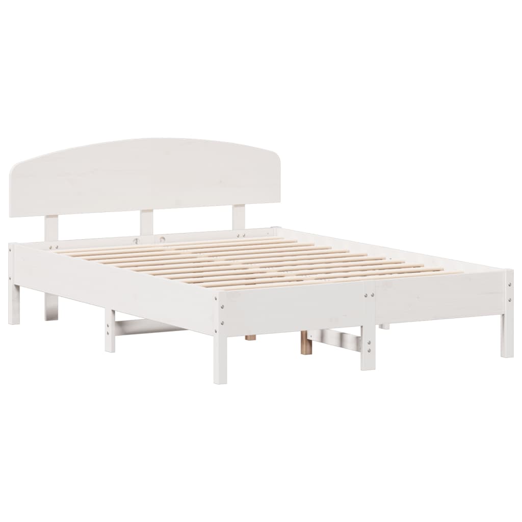 vidaXL Bedframe zonder matras massief grenenhout wit 135x190 cm afbeelding