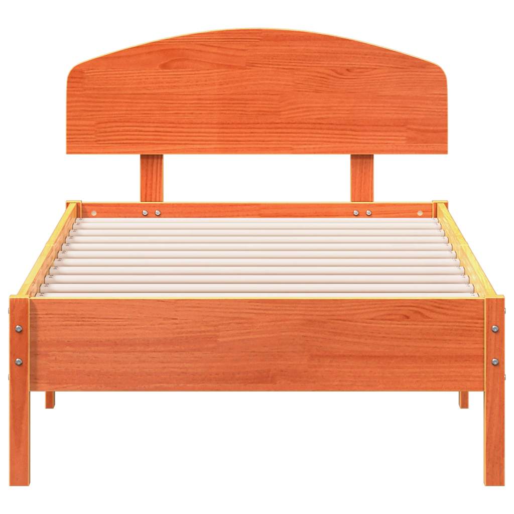 vidaXL Bedframe zonder matras massief grenenhout wasbruin 75x190 cm bruin, foto 4