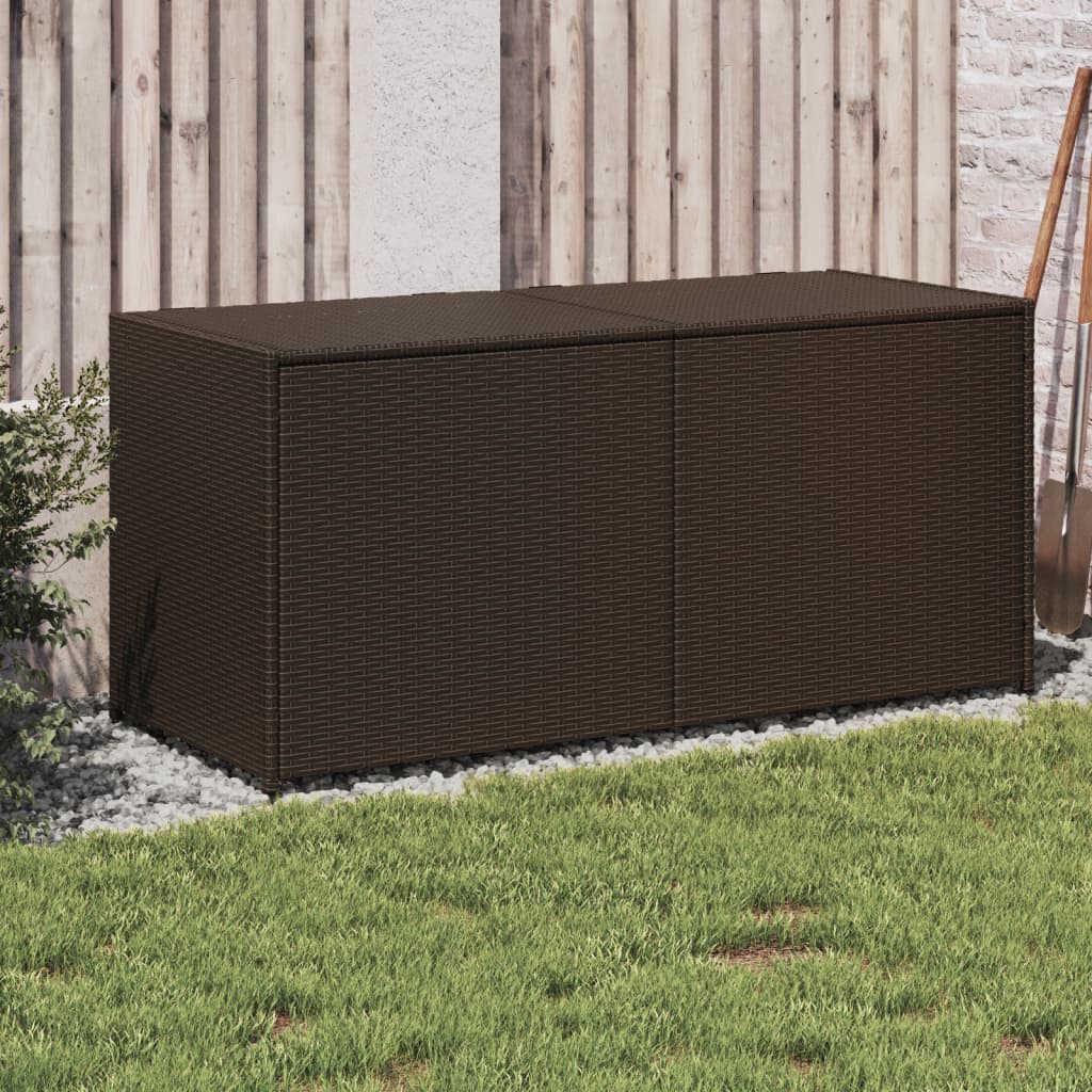 vidaXL Garden Storage Box Brown 283L Poly Rattan