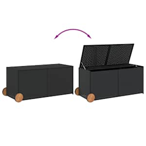 Zahradní úložný box s kolečky černý 283 l polyratan - obrázek 7