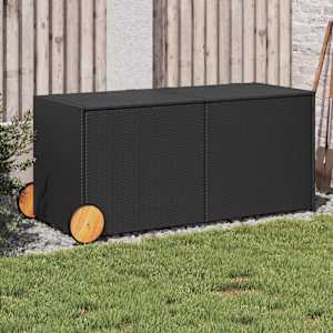 Vrtna škatla za shranjevanje s kolesi črna 283L poli ratan
