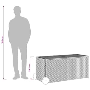 Zahradní úložný box s kolečky šedý 283 l polyratan - obrázek 11