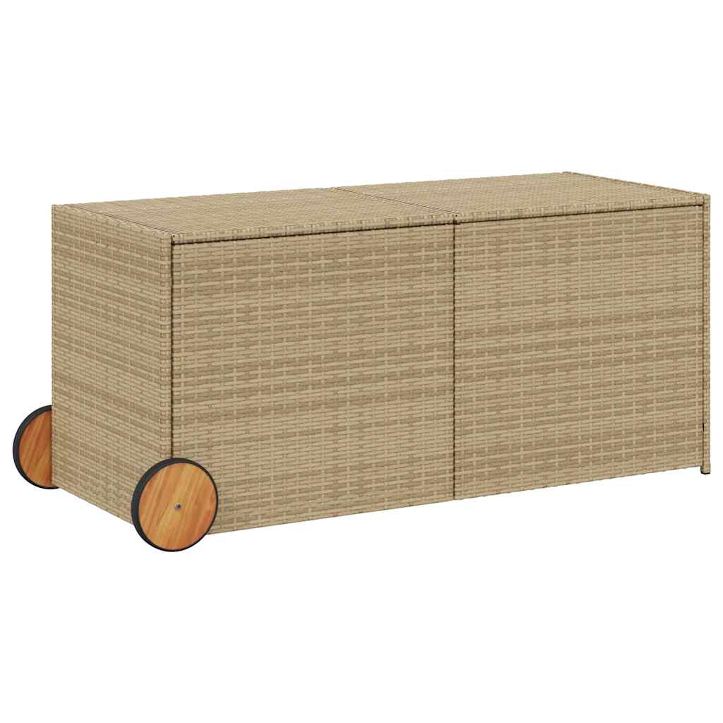 vidaXL Zahradní úložný box s kolečky mix béžové 283 l polyratan